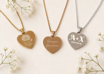 Collier Cœur Personnalisé Gravé – Initiales, Date ou Fleur
